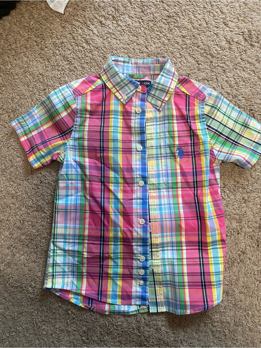 Boys Short-Sleeve Plaid Button-Down Shirt - Multicolor